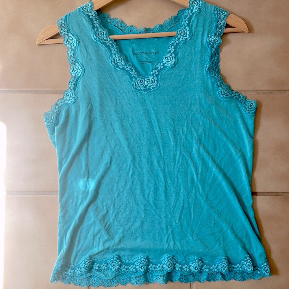 Blue Lace Hillard & Hanson V-neck Tank Top